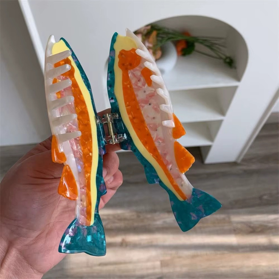Haarspange Acetat, Lachsfisch - Bild 2