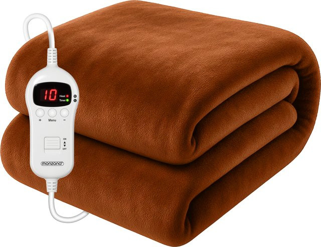 MONZANA Heizdecke aus Coral Fleece in Braun mit Timer und Überhitzungsschutz, B/T/H: 180 x 130 x 0 cm - Bild 1