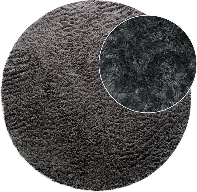 Hochflor-Teppich Silvana in Anthrazit, rund, Durchmesser: 200 cm - Bild 1