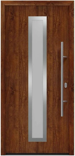 EcoStar Haustür Isopro IP 700S in Dark Oak mit Glaseinsatz, Farbe: Braun, B/H: 110 x 210 cm, DIN Rechts - Bild 1