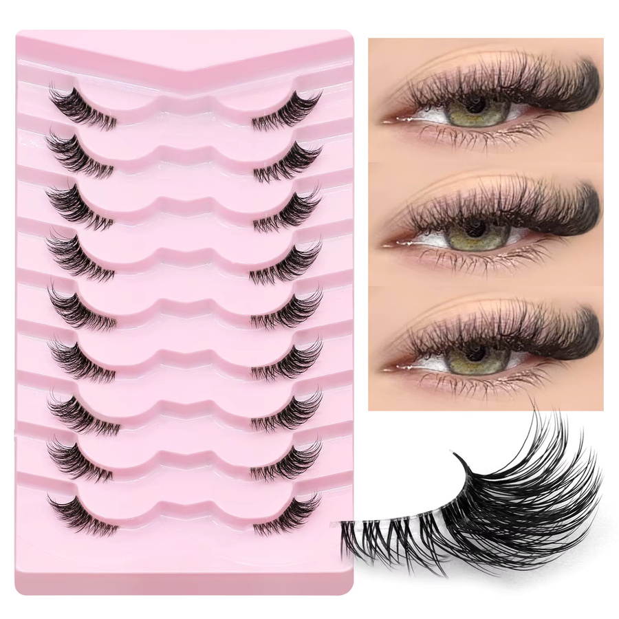 VELTRINAY Halbe Wimpern, Katzenaugenwimpern, Natürlich, Unisex - Bild 3