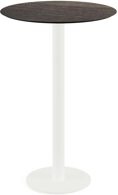 Feros Urban Stehtisch mit weißem Metallgestell und dunkelbrauner runder HPL-Platte, Höhe: 109,2 cm, Durchmesser: 70 cm - Bild 1