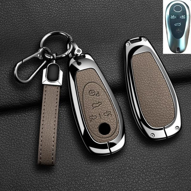 Schutzhülle für Morris Garages MG Cyberster Smart Key Fob aus Zinklegierung und echtem Leder in Braun von YTO automobile parts - Bild 1