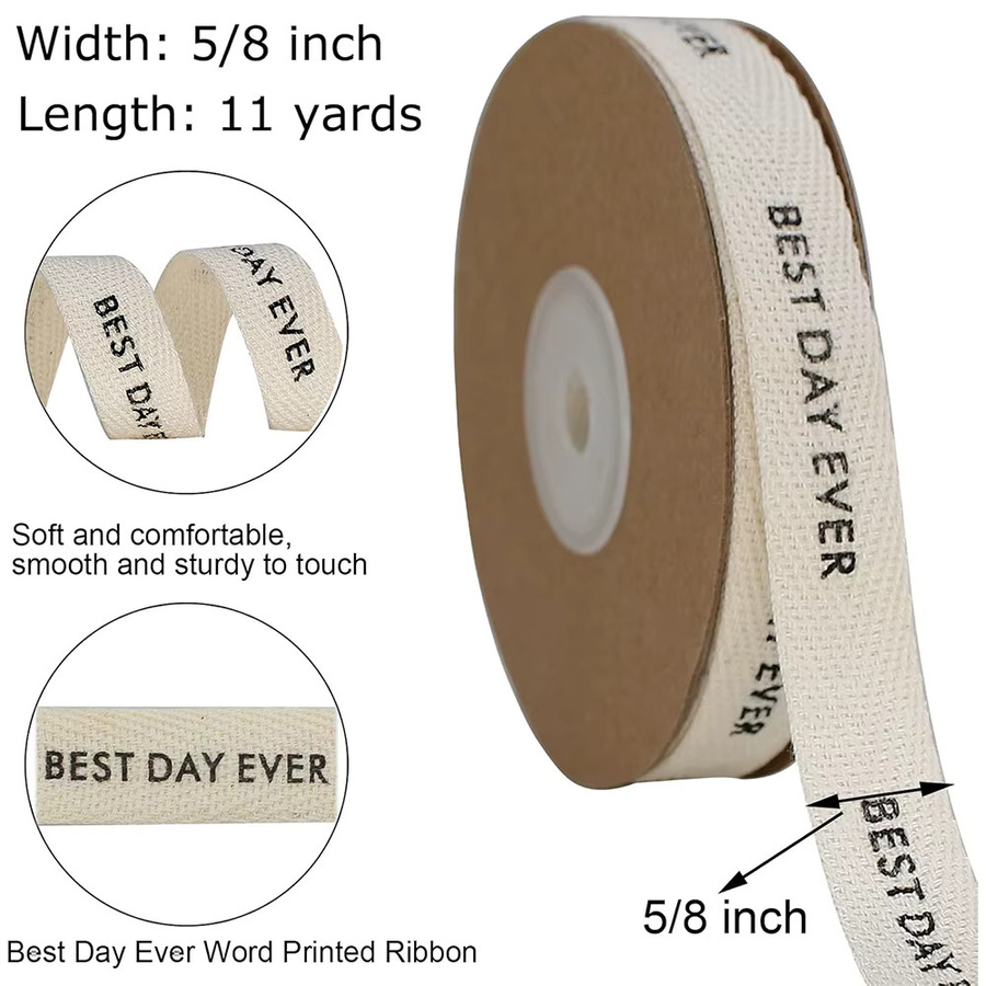 OZXHIXU Baumwollband Twill aus Baumwolle in Beige und Weiß, 9,14 Meter für Geschenkverpackungen, Basteln und Dekoration - Bild 2