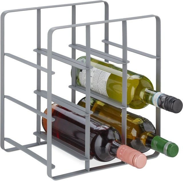 Relaxdays Weinregal aus Eisen in Grau für bis zu 10 Flaschen, B/T/H: 30 x 27,5 x 20 cm - Bild 1