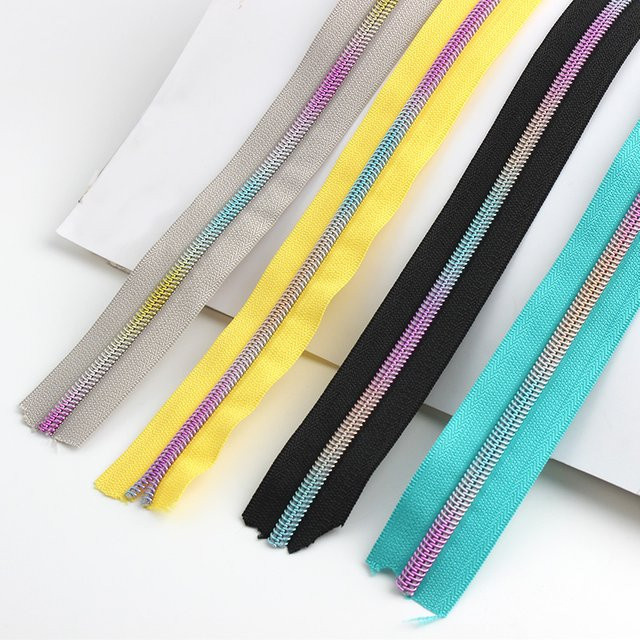 7 Farben Kunststoff-Nylon-Reißverschlussband mit dekorativen Abziehern für DIY Nähen und Basteln, 2 Yards, Mehrfarbig - Bild 1