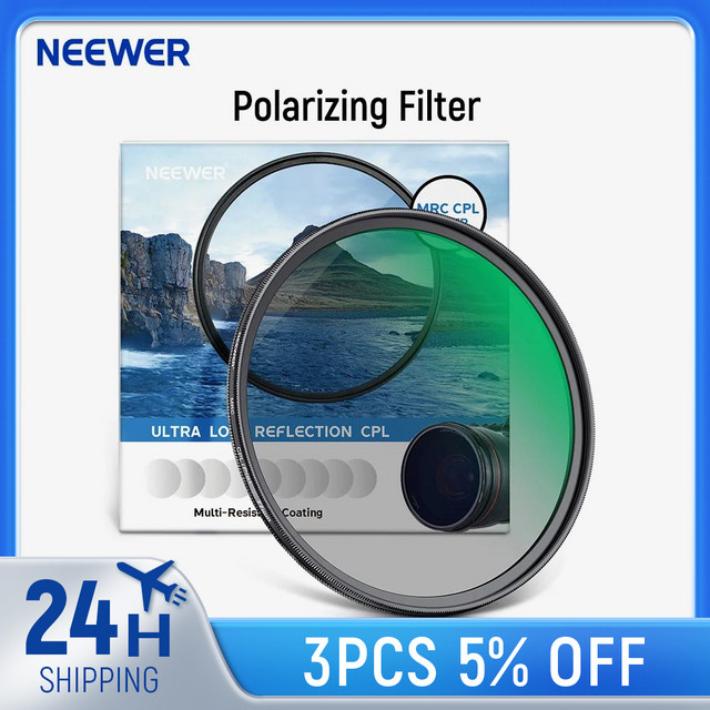 NEEWER CPL-Filter 49 mm, kreisförmiger Polarisationsfilter mit 30-lagiger Nanobeschichtung und optischem HD-Glas, Schwarz - Bild 1