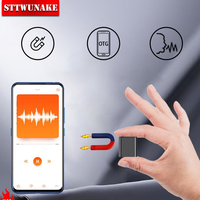 Sttwunake Spion Mini Voice Activated Recorder mit Magnet in Schwarz - Bild 1