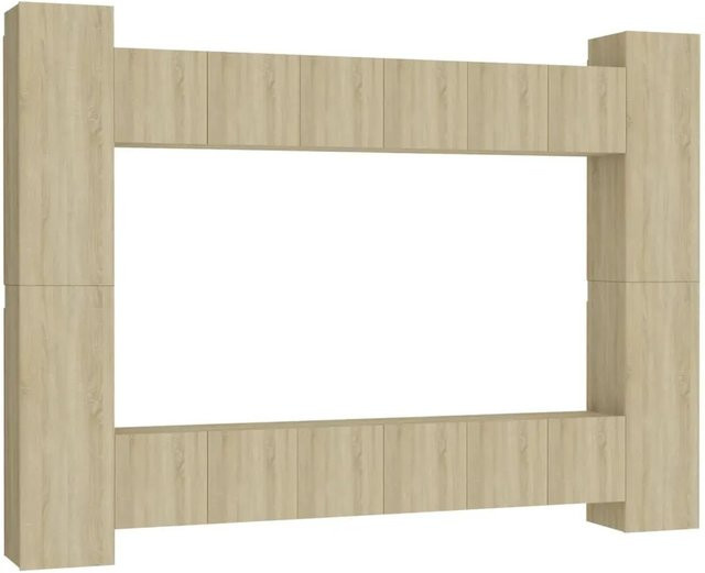 vidaXL 10-tlg. TV-Schrank-Set Modell 3 aus Holzwerkstoff in Sonoma-Eiche und Beige für dein Wohnzimmer - Bild 1