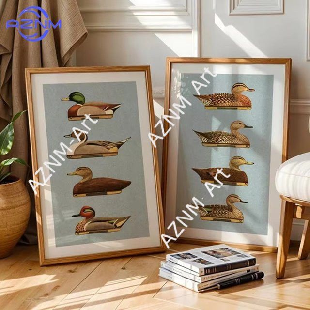 AZNM Retro Enten-Drucke Wandbilder für die Natur-Wandkunst in Heim und Büro - Bild 1