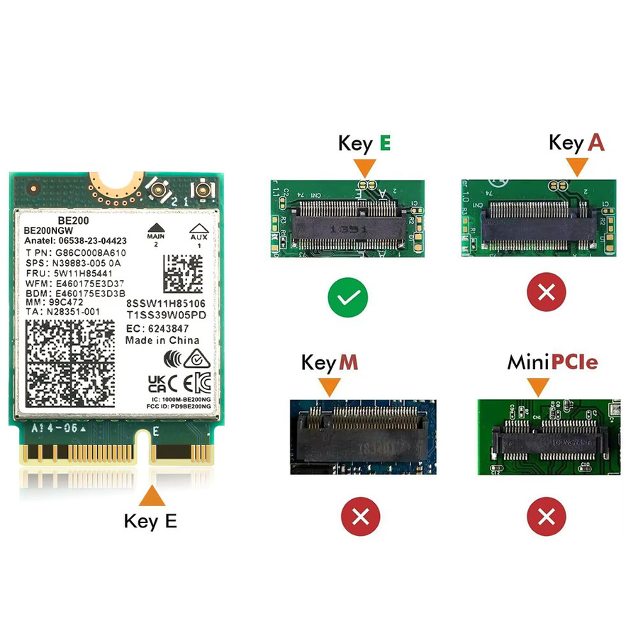 Fenvi BE200 WiFi 7 Netzwerkkarte mit Bluetooth 5.4, NGFF Adapter für Win10/11 PC, unterstützt 2,4G/5G/6GHz und 802.11AX - Bild 3