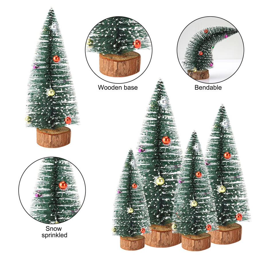 3er Set Mini Weihnachtsbaum OutsideWorld als Tischdeko aus Seide und Holz, Farbe: Grün, Höhe: 25 cm - Bild 5