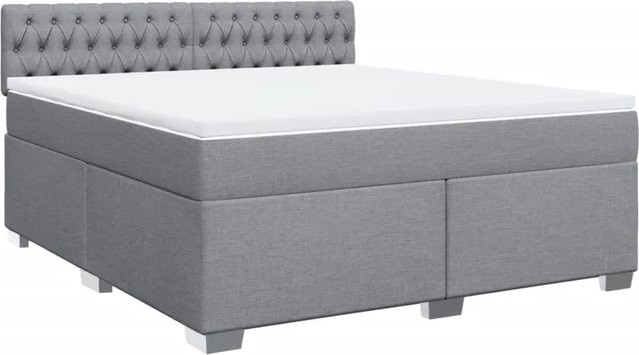 vidaXL Boxspringbett mit Matratze Hybrid-Design in Hellgrau, B/T: 180 x 200 cm - Bild 1