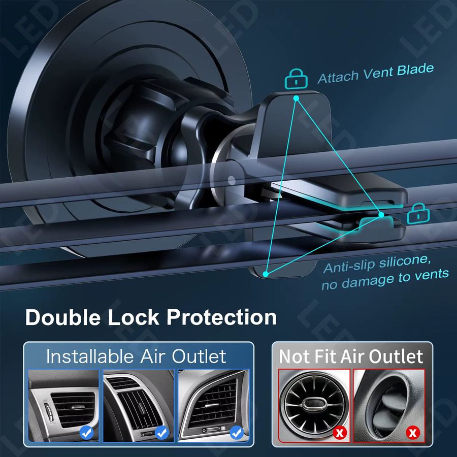 MagSafe Autohalterung in Schwarz: Magnetische Handyhalterung mit 360 Grad Rotation und Clip für iPhone 14, 13, 12 und Samsung - Bild 4