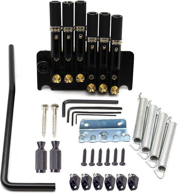 Binchi Headless Gitarrenbrücke mit Fanned Fret Saitenhalter und Tremolo für E-Gitarren, Schwarz - Bild 1