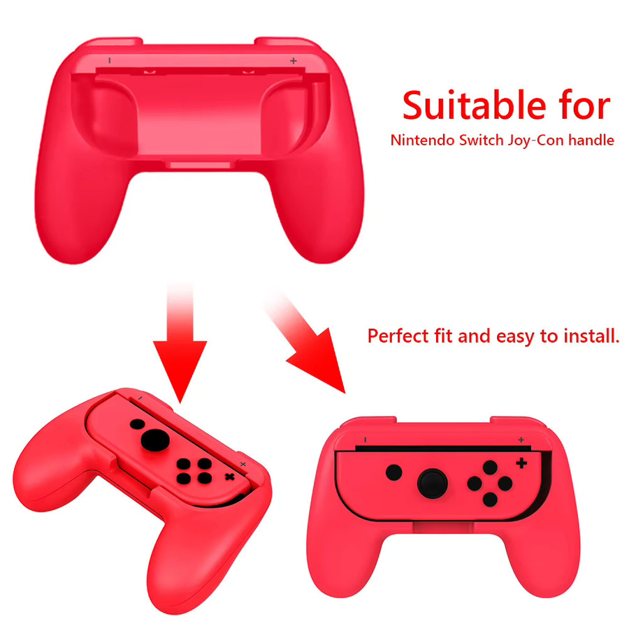 ALLOET Gamepad-Griffe für Nintendo Switch Joy-Con, 1 Paar Komfort-Griffe in Schwarz und Rot - Bild 3
