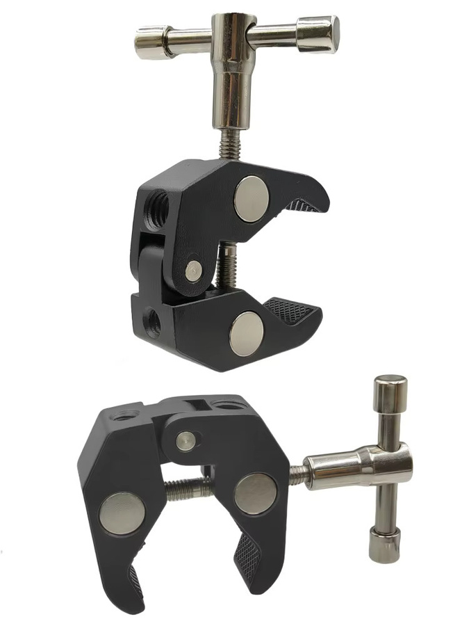 VeFly Multifunktionale Metall-Klemme aus Aluminiumlegierung mit 3/8 und 1/4 Zoll Schraubengewinde in Schwarz für Stativ und DSLR Kamera - Bild 4