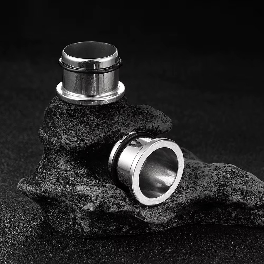 Casvort Tunnel Expander Plugs, 0,5 mm, Edelstahl, Silber, Unisex - Bild 3