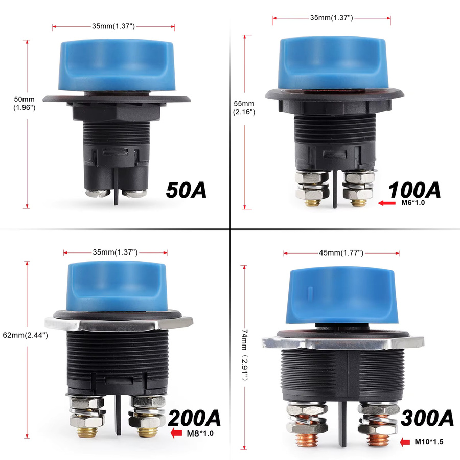 MINESPEED DC Trennschalter Power Isolator Cut Off Schalter Kit in Blau für Auto, Lkw, Motorrad und Boot - Bild 2
