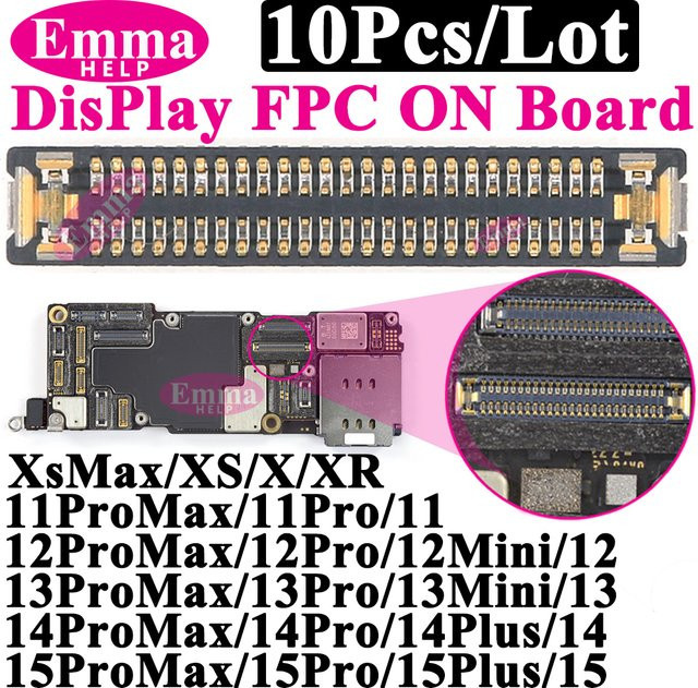 10 Stück LCD Display FPC Stecker für iPhone 11 12 13 14 15 Pro Max Plus und XR XS von EmmaHelp - Bild 1