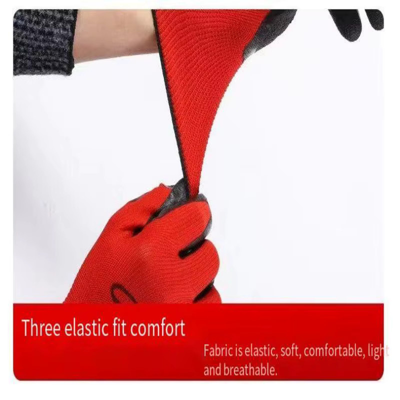 HFYSF Arbeitshandschuhe mit Latexbeschichtung in Rot für leichte Arbeiten und Gartenarbeit - Bild 6