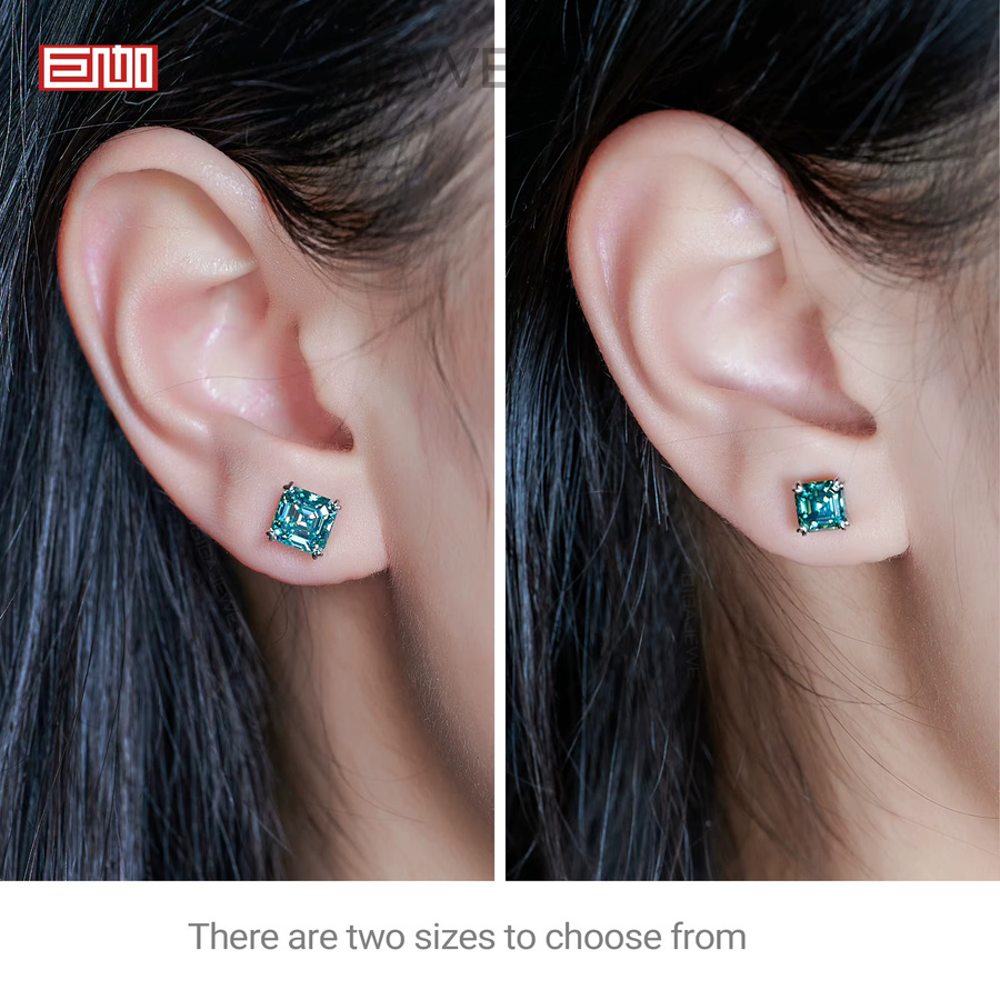 Gigajewe Ohrringe, Moissanite Cyan Color, 925 Silber, vergoldet, Damen - Bild 2