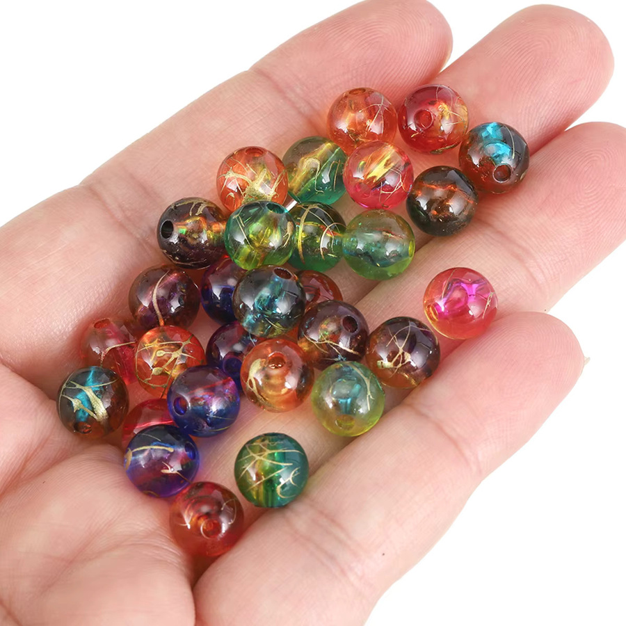 QYWCTZ Acrylperlen, zweifarbige Streifen, rund, 8 mm, Unisex - Bild 5