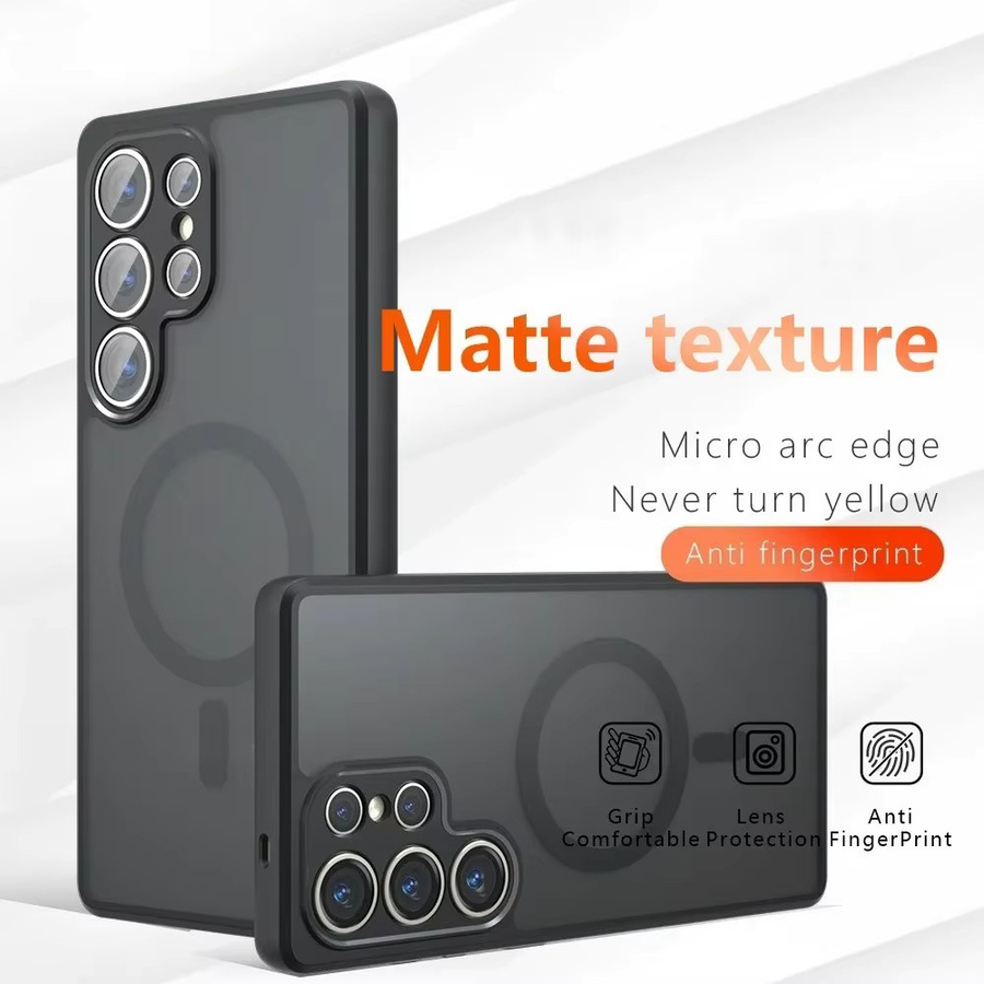 Panbon Magnetische Matte Handyhülle für Samsung Galaxy S26 Ultra und S26 Plus mit Linsenschutz und kabelloser Ladeunterstützung in Schwarz - Bild 2