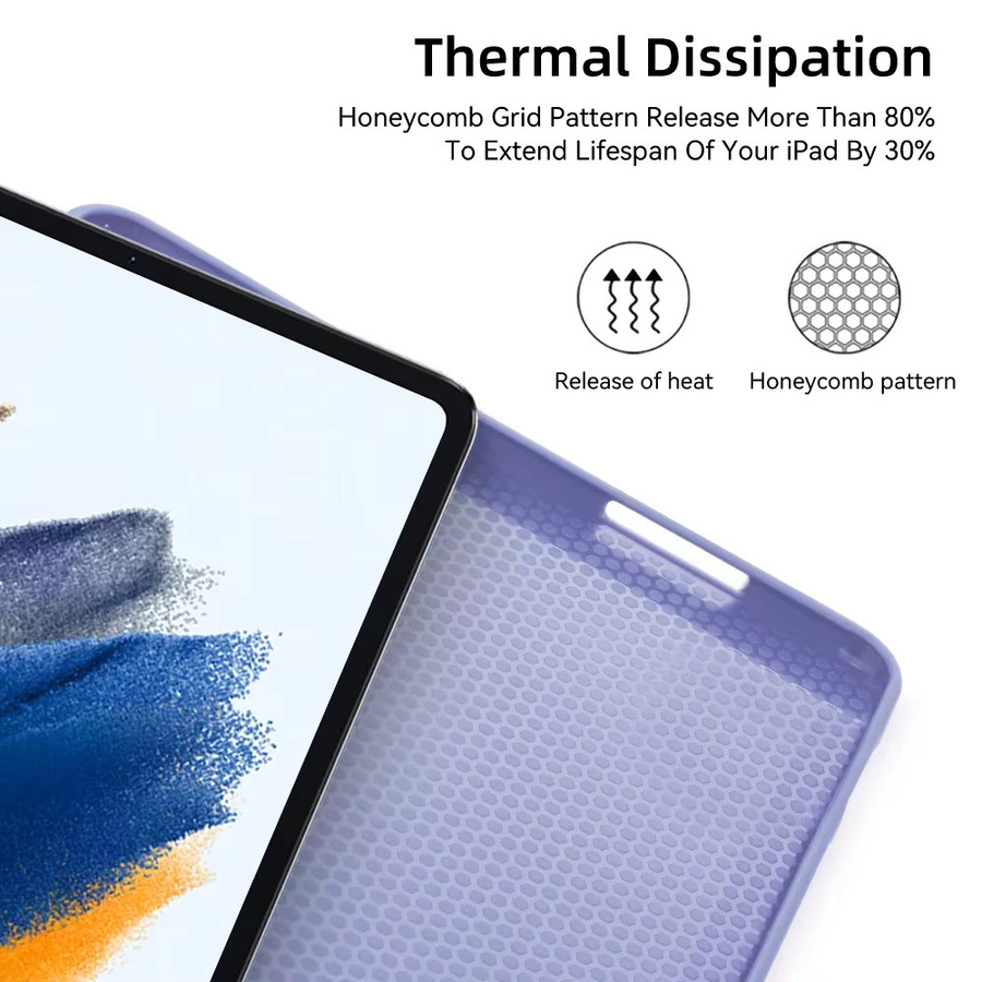 Samsung Silikonhülle mit Auto Sleep Wake Funktion für Galaxy Tab S9 S8 S7 S6 Lite Tab A9 A8 A7 Plus FE in Grün und Lila - Bild 3