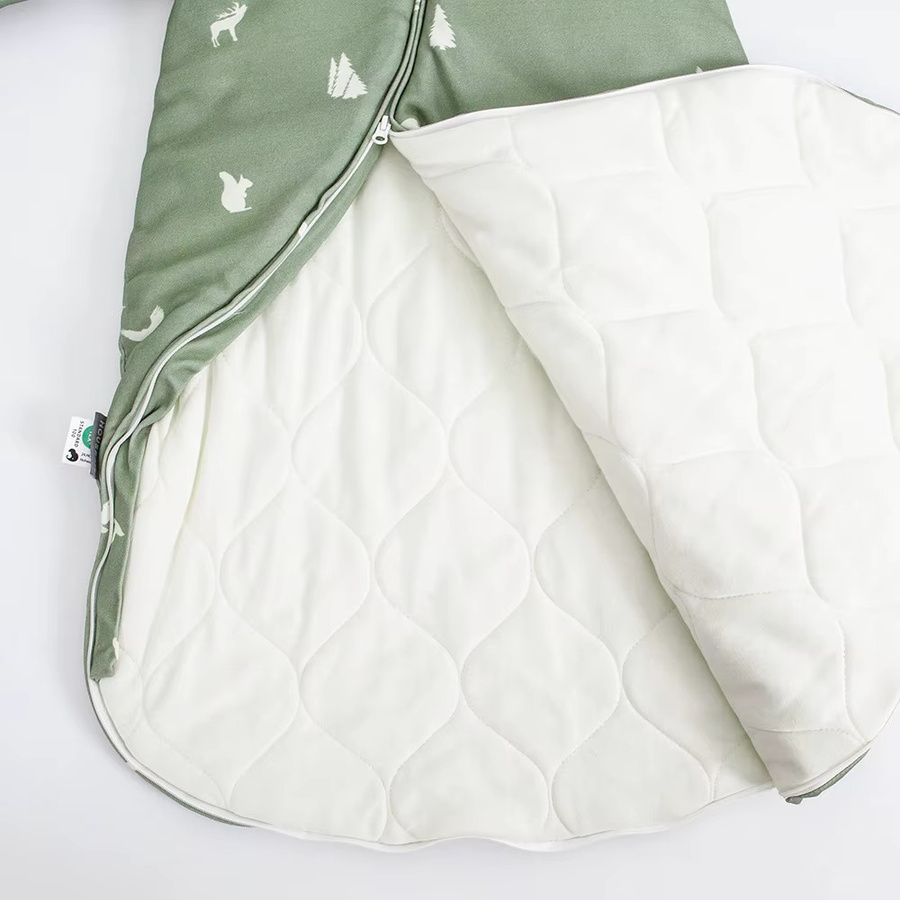 HOUSBAY Baby-Schlafsack mit abnehmbaren Ärmeln und Anti-Kick-Decke für Babys von 0–24 Monaten in Beige und Grün - Bild 2