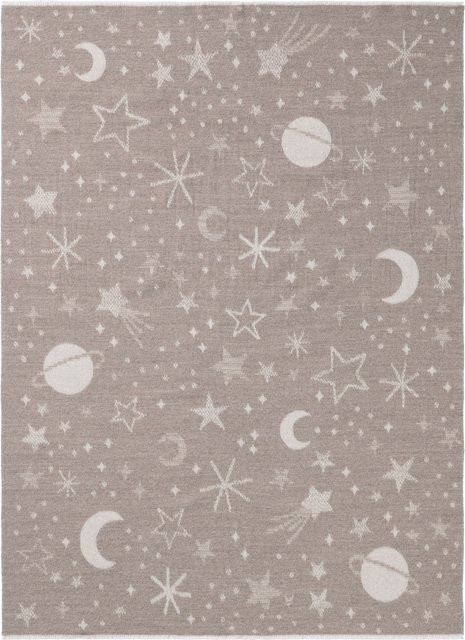Biederlack Babydecke Universe in Grau mit geometrischem Muster aus Wolle - Bild 1