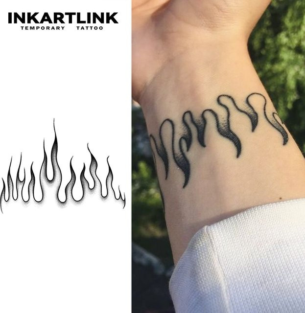 INKARTLINK Temporäres Flammen-Tattoo, wasserfest, semi-permanent - Bild 1