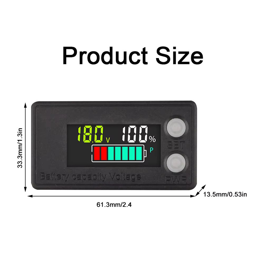 Voktta 6133A Digitales LCD-Spannungsmessgerät, 2-Draht-Voltmeter für 8 V-100 V mit Batteriekapazitäts-Anzeige - Bild 3