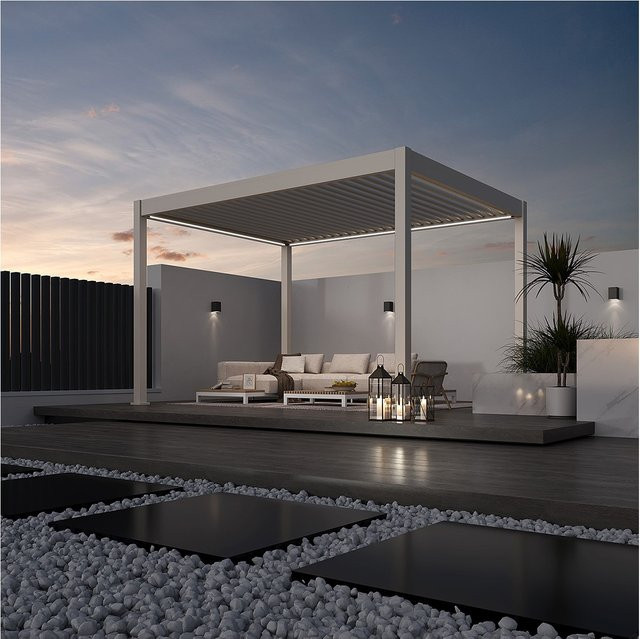 Weide Deluxe Plus Elektrische Terrassenüberdachung aus Aluminium mit LED in Grau oder Weiß, B/T: 300 x 400 cm - Bild 1