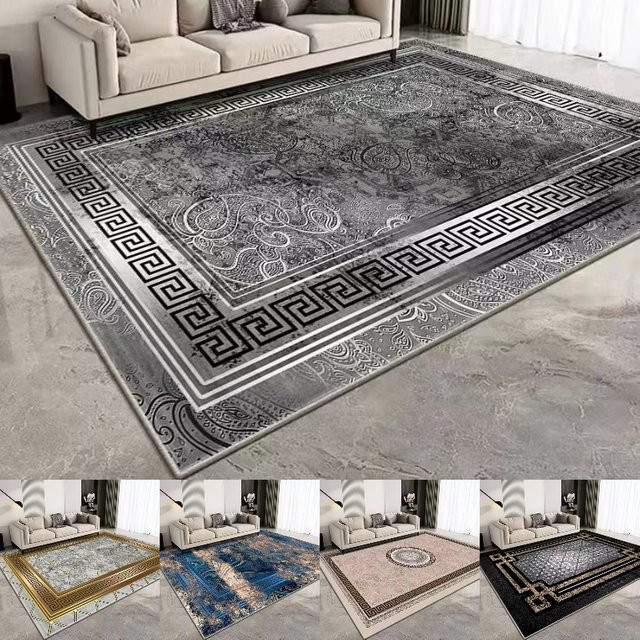 Luxus Teppich mit europäischem Druck in Grau, rutschfest und verschleißbeständig für Wohnzimmer und Schlafzimmer - Bild 1