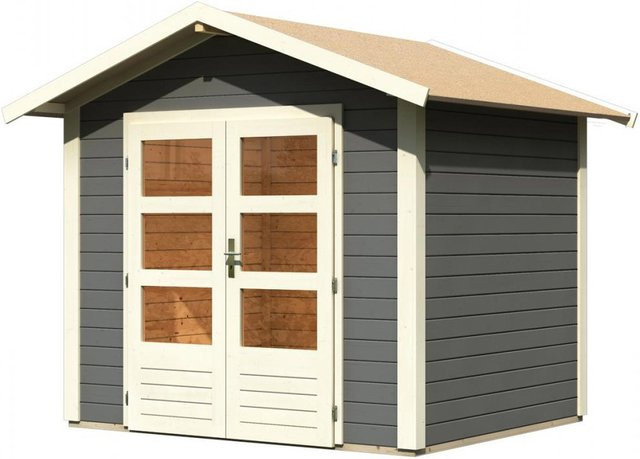 Karibu Gartenhaus TALKAU 3 aus nordischer Fichte mit Satteldach in Terragrau, B/T/H: 244 x 204 x 230 cm - Bild 1