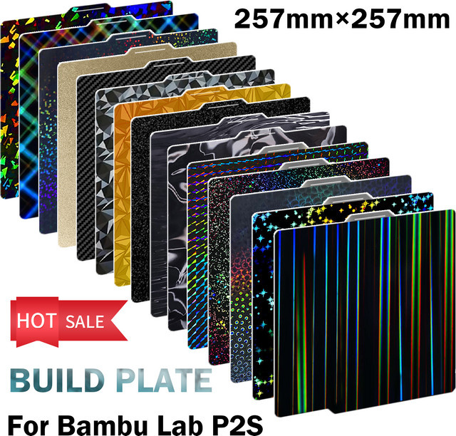 Bambu Lab PEI Bauplatte Strukturiert für P1S und P2S aus Federstahl, B/T: 257 x 257 mm - Bild 1