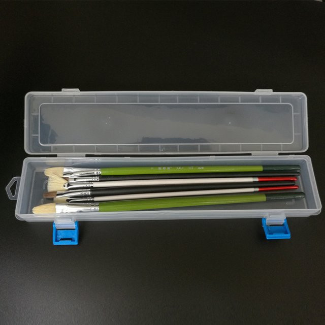 Transparenter Pinselhalter aus Kunststoff in Weiß als tragbarer Organizer für Kunstbedarf, Marker und Buntstifte - Bild 1
