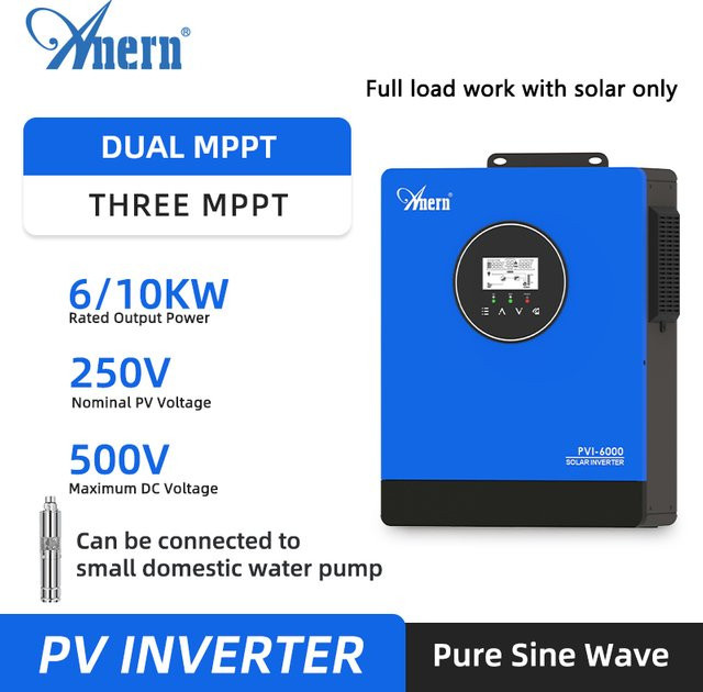 Anern PV-Wechselrichter mit Dual Drei MPPT Reiner Sinuswellen-Wechselrichter für Wasserpumpen zur landwirtschaftlichen Bewässerung in Blau - Bild 1