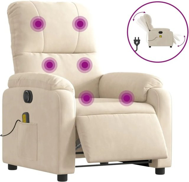 vidaXL Elektrischer Massagesessel in Beige aus Mikrofasergewebe mit Armlehnen - Bild 1