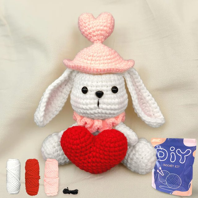 YAMAXIN DIY Häkelset für Anfänger mit Herz-Kaninchen-Thema in Multicolour - Bild 1