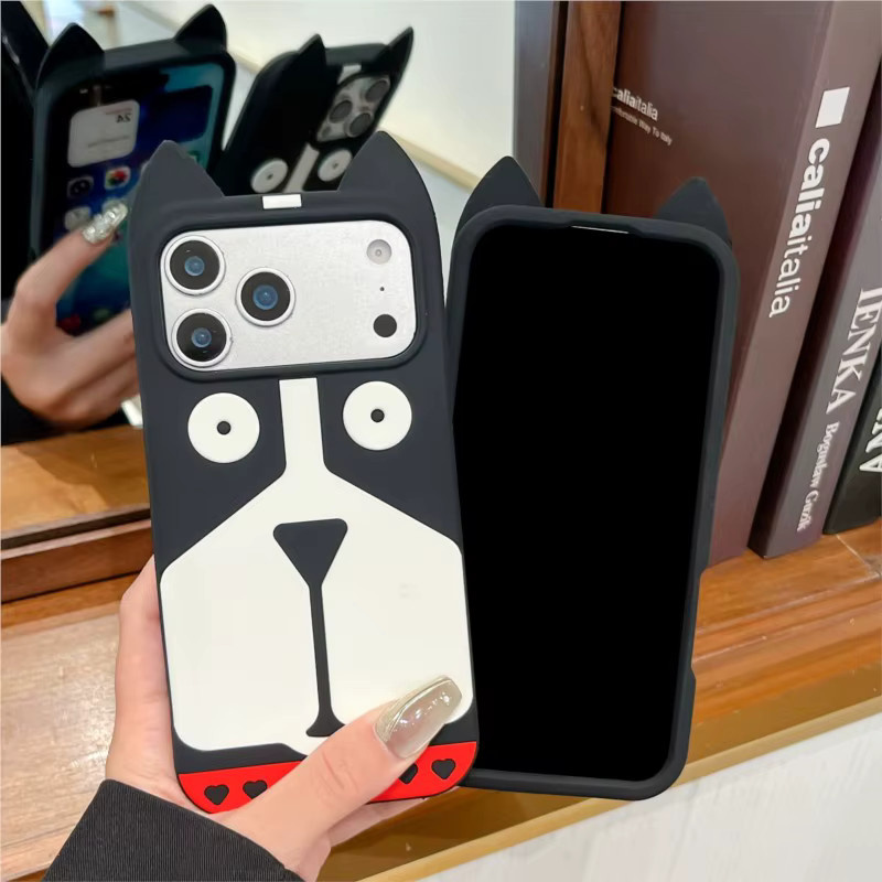 Apple iPhone Schutzhülle aus weichem Silikon mit 3D Liebesherz-Welpen-Design und großem Kameralinsenrahmen für iPhone 17 Pro Max, 16, 15, 14, 13 Pro Max - Bild 3