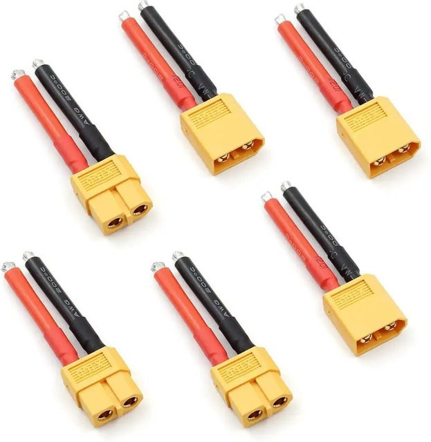 AOKIN XT60 Stecker Set mit 12/14 AWG Silikondraht in Gelb für RC Lipo-Batteriekabel und Drohnen - Bild 1