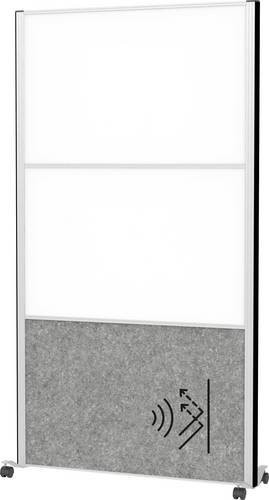 MAULconnecto Stellwandsystem auf Rollen mit Akustikvlies und Whiteboards, Farbe: Silber/Weiß, H 180 cm x B 100 cm - Bild 1