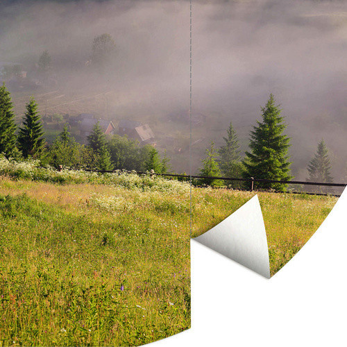 K&L Wall Art Runde Vliestapete Bergtal Sonnenaufgang Wandgestaltung Natur Motiv mehrfarbig matt - Bild 2