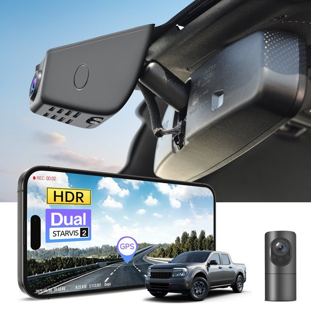 Mangoal 4K Dashcam mit STARVIS 2 IMX678 IMX675 Sensor für Ford Maverick 2022-2026, Auto-Kamera-Rekorder mit WLAN, App und GPS, Schwarz - Bild 1