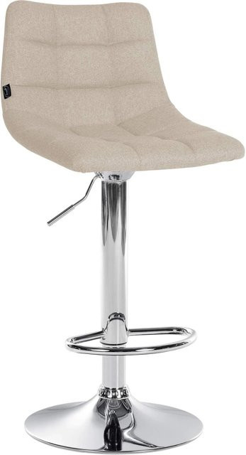 DELUKE Barhocker DUBAI Tresenhocker mit Lehne in Creme aus Stoff und Chrom - Bild 1
