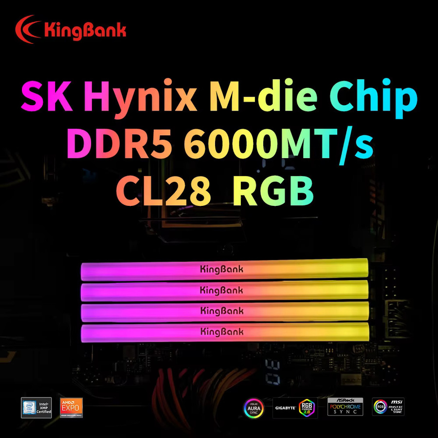 KingBank SoarBlade KFRW DDR5 RGB Serie RAM Kit 48GB (2x24GB) 6000MHz UDIMM Dual-Channel mit Hynix M-Die CL28 für Desktop-Computer - Bild 3