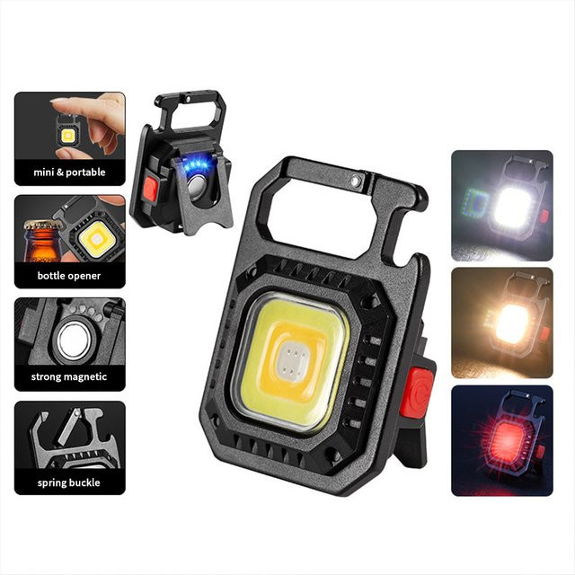 GGBEE Mini LED Taschenlampe mit COB-Licht, magnetisch, wiederaufladbar, Schwarz - Bild 1