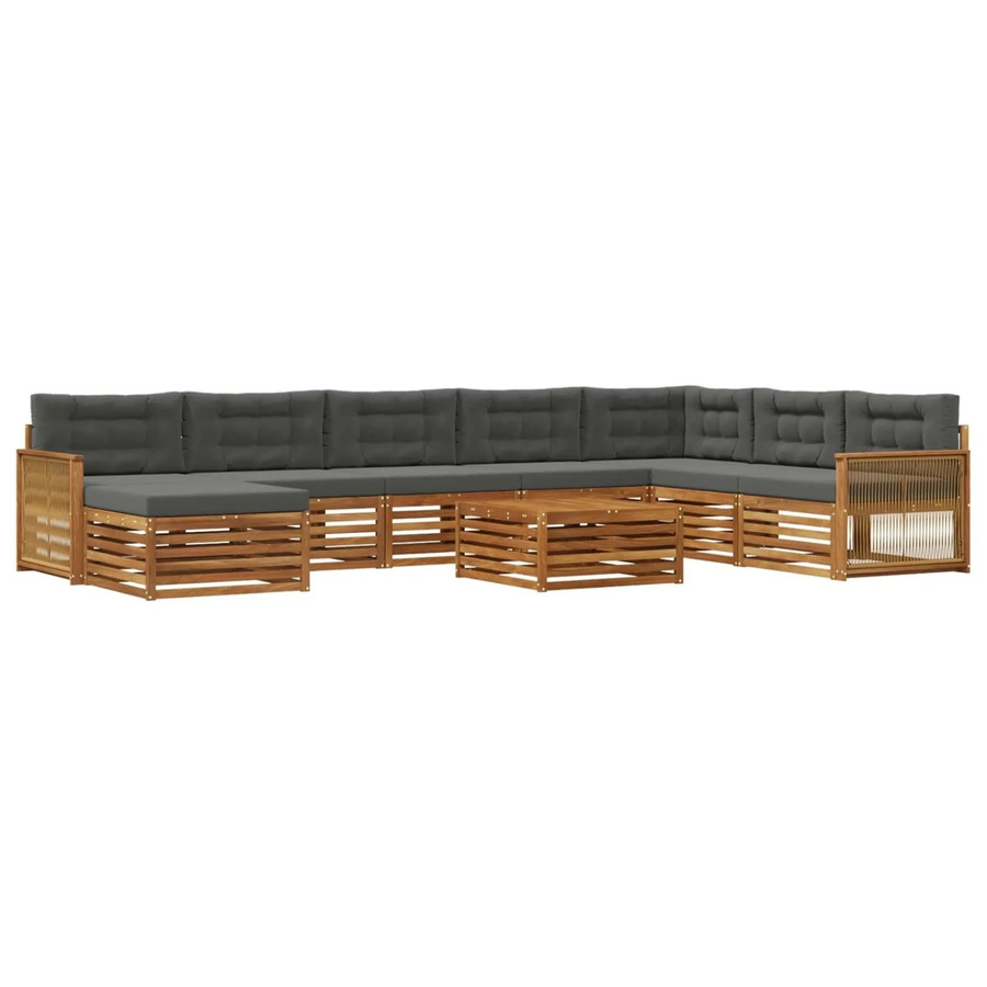 vidaXL Outdoor-Sofagarnitur aus Akazienholz mit 9 Kissen in Natur und Anthrazit - Bild 2